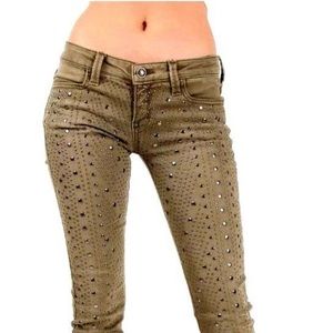 NWT Frankie B Olive Green Studded Jeans